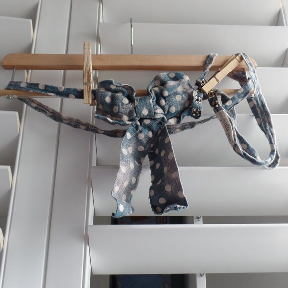 NWT Magnolia Pearl Polka Dot Linen Louis Jabot Extended Tie Jabot 036 Frenchie - Picture 9 of 9